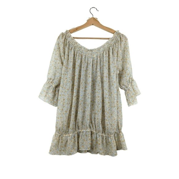 Free People Cottagecore Floral Embroidered Semi Sheer Tunic Top S/M - Picture 7 of 7